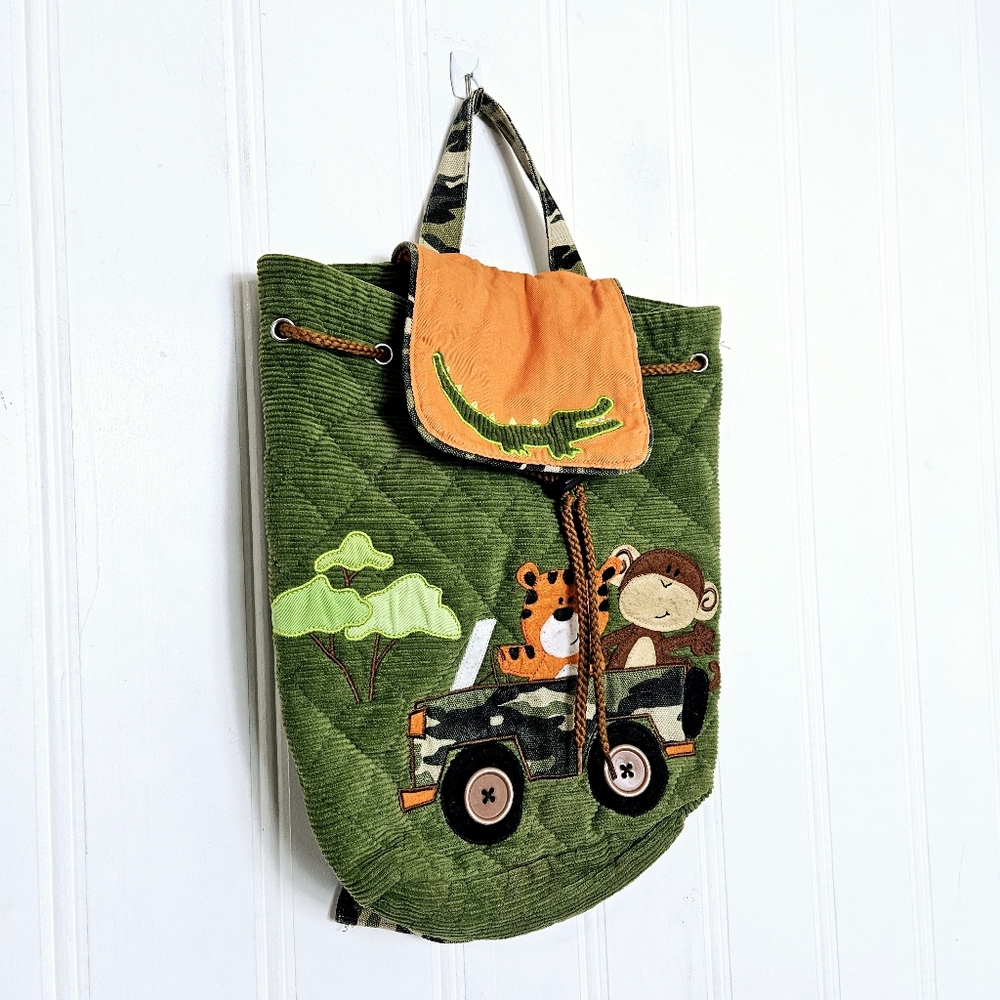 Stephen Joseph Backpack Kids Quilted Mixed Fabrics Zoo Safari Textured
